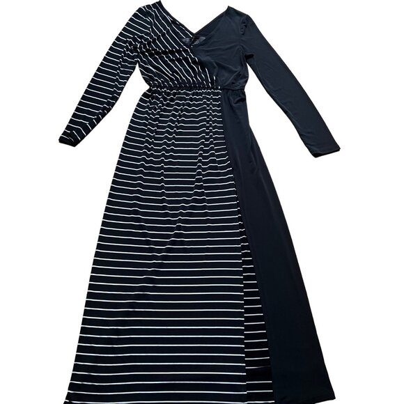 New Romantics By Free People Size M Black & White Striped Referee Maxi Dress - Picture 3 of 16